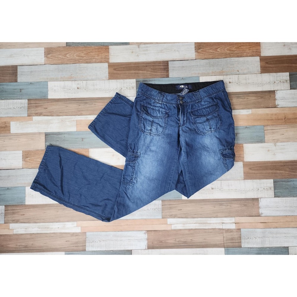 Tyte‎ Jeans Womens Blue Denim Cargo Pants Wide Leg Multi Pocket Y2K Size 5